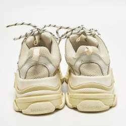 مملوكة مسبقًا Balenciaga Triple S Size 41 White/Grey Leather and Mesh Low Top Sneakers