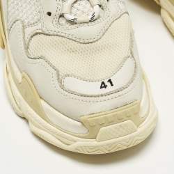 مملوكة مسبقًا Balenciaga Triple S Size 41 White/Grey Leather and Mesh Low Top Sneakers