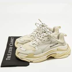 مملوكة مسبقًا Balenciaga Triple S Size 41 White/Grey Leather and Mesh Low Top Sneakers
