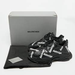 Pre Owned حذاء رياضي بالنسياغا تريبل إس جلد أسود صناعي بالشعار مقاس 40