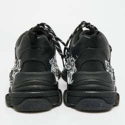 Pre Owned Balenciaga Triple S DIY Metal Size 44 Black Faux Leather Low Top Sneakers