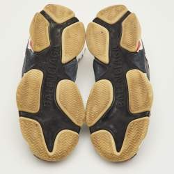 مملوكة مسبقًا Balenciaga Triple S Size 41 Black Faux Leather and Mesh Lace Up Sneakers