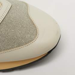 مملوكة مسبقًا حذاء رياضي بالنسياغا ريس رانر قماش تريكو وجلد رمادي/أبيض مقاس 41