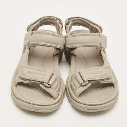 Pre Owned Balenciaga Tourist Size 41 Cream Faux Leather and Rubber Flat Sandals