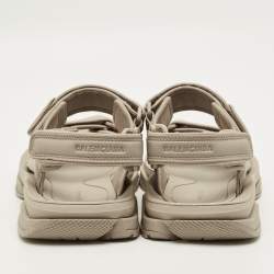 Pre Owned Balenciaga Tourist Size 41 Cream Faux Leather and Rubber Flat Sandals