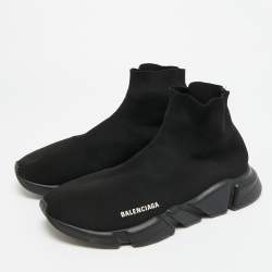 Pre Owned حذاء رياضي بالنسياجا سبيد 2.0 قماش تريكو أسود بعنق مرتفع مقاس 43