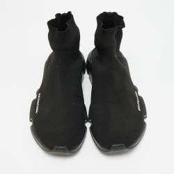 Pre Owned ح ذاء رياضي بالنسياجا سبيد 2.0 قماش تريكو أسود بعنق مرتفع مقاس 43