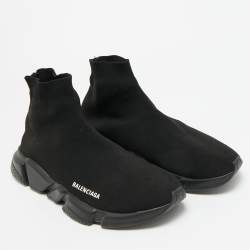 Pre Owned حذاء رياضي بالنسياجا سبيد 2.0 قماش تريكو أسود بعنق مرتفع مقاس 43