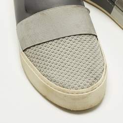 مملوكة مسبقًا Balenciaga Size 43 Grey Knit Fabric and Leather Slip On Sneakers