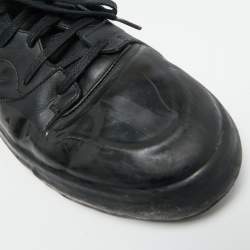 Pre Owned حذاء رياضي بالنسياغا جلد أسود عالي من أعلى مقاس 45