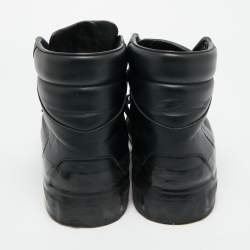 Pre Owned حذاء رياضي بالنسياغا جلد أسود عالي من أعلى مقاس 45