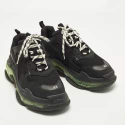 Pre Owned حذاء رياضي بالنسياغا تريبل إس جلد أسود صناعي بالشعار مقاس 40