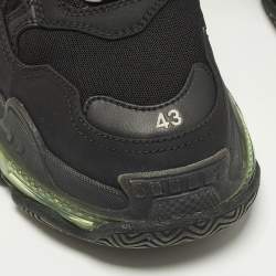 Pre Owned حذاء رياضي بالنسياغا تريبل إس جلد أسود صناعي بالشعار مقاس 40