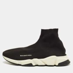 مملوكة مسبقًا Balenciaga Speed Trainer Size 45 Black Knit Fabric High Top Sneakers