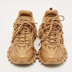 Pre Owned Balenciaga Track 2 Size 40 Brown Faux Leather and Mesh Low Top Sneakers