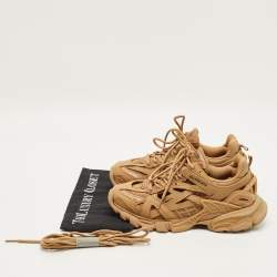 Pre Owned Balenciaga Track 2 Size 40 Brown Faux Leather and Mesh Low Top Sneakers