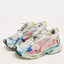 Pre Owned Balenciaga Runner Size 41 Multicolor Faux Leather and Mesh Lace Up Sneakers