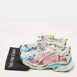 Pre Owned Balenciaga Runner Size 41 Multicolor Faux Leather and Mesh Lace Up Sneakers