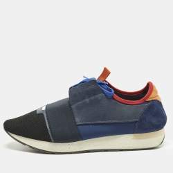 Pre Owned Balenciaga Race Runner Size 43 Multicolor Leather, Mesh and Suede Low Top Sneakers