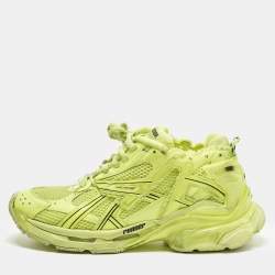 مملوكة مسبقًا Balenciaga Runner Size 43 Neon Green Faux Leather and Mesh Lace Up Sneakers