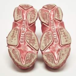 Pre Owned حذاء رياضي بالنسياغا ثلاثي النعل الشفاف مقاس 44 جلد صناعي وشبك دانتيل زهري