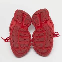 Pre Owned Balenciaga Track Size 44 Red Faux Leather and Mesh Lace Up Sneakers