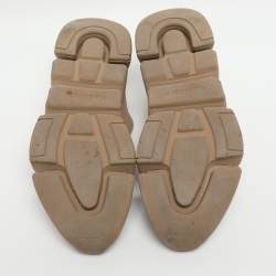 Pre Owned حذاء رياضي بالنسياغا قماش بني محبوك عنق مرتفع مقاس 41