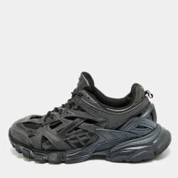 Pre Owned Balenciaga Track Size 42 Black Faux Leather and Mesh Lace Up Sneakers
