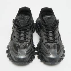 Pre Owned Balenciaga Track Size 42 Black Faux Leather and Mesh Lace Up Sneakers