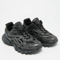 Pre Owned Balenciaga Track Size 42 Black Faux Leather and Mesh Lace Up Sneakers