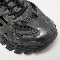 Pre Owned Balenciaga Track Size 42 Black Faux Leather and Mesh Lace Up Sneakers