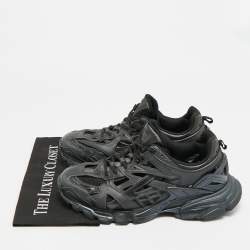 Pre Owned Balenciaga Track Size 42 Black Faux Leather and Mesh Lace Up Sneakers