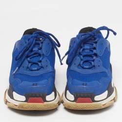 Pre Owned Balenciaga Triple S Clear Size 42 Blue Mesh and Nubuck Leather Lace Up Sneakers