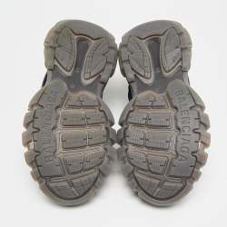 Pre Owned Balenciaga Track Clear Sole Size 42 Navy Blue Faux Leather and Mesh Low Top Sneakers