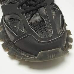 Pre Owned Balenciaga Track Size 46 Black Faux Leather and Mesh Lace Up Sneakers