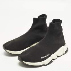 Pre Owned Balenciaga Speed Trainer Size 43 Black Knit Fabric High Top Sneakers