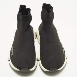Pre Owned Balenciaga Speed Trainer Size 43 Black Knit Fabric High Top Sneakers