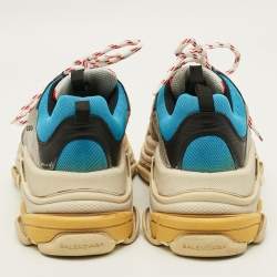 Pre Owned Balenciaga Triple S Size 43 Multicolor Mesh and Nubuck Leather Lace Up Sneakers