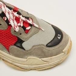 Pre Owned Balenciaga Triple S Size 43 Multicolor Mesh and Nubuck Leather Lace Up Sneakers