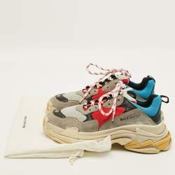 Pre Owned Balenciaga Triple S Size 43 Multicolor Mesh and Nubuck Leather Lace Up Sneakers