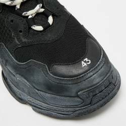 Pre Owned حذاء رياضي بالنسياغا بسولي شفاف جلد صناعي وشبكة كريمي مقاس 44