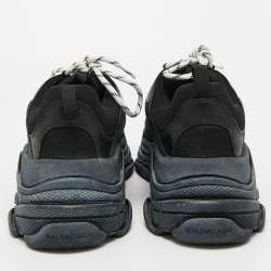 Pre Owned حذاء رياضي بالنسياغا بسولي شفاف جلد صناعي وشبكة كريمي مقاس 44