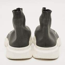 Pre Owned حذاء رياضي بالنسياغا سليب أون عالي قماش محبوك رمادي/أسود مقاس 38