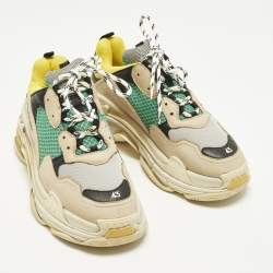 Pre Owned Balenciaga Triple S Size 43 Multicolor Mesh and Nubuck Leather Lace Up Sneakers