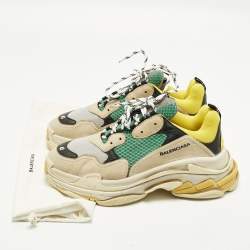 Pre Owned Balenciaga Triple S Size 43 Multicolor Mesh and Nubuck Leather Lace Up Sneakers