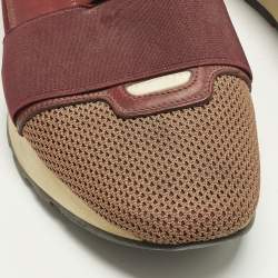 Pre Owned Balenciaga Race Runner Size 42 Burgundy Leather, Mesh and Suede Low Top Sneakers