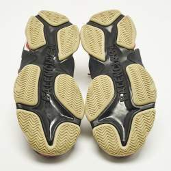 Pre Owned Balenciaga Triple S Size 41 Burgundy Mesh and Nubuck Leather Lace Up Sneakers