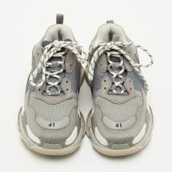Pre Owned Balenciaga Triple S Size 41 Multicolor Faux Leather and Mesh Lace Up Sneakers