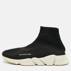 Pre Owned Balenciaga Speed Size 42 Black Knit Fabric High Top Sneakers