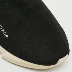 Pre Owned حذاء رياضي بالنسياجا سنيكرز قماش تريكو أسود برباط عالي مقاس 38